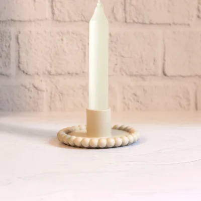 شمعدان سنگی مینیمال پفی کرم