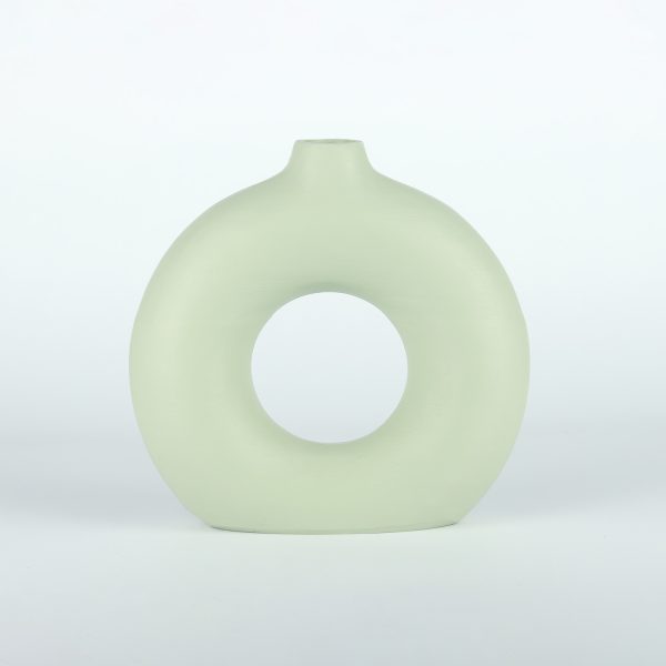 گلدان پلی استر دکوری مینیمال دونات سبز
