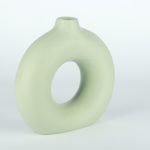 گلدان پلی استر دکوری مینیمال دونات سبز