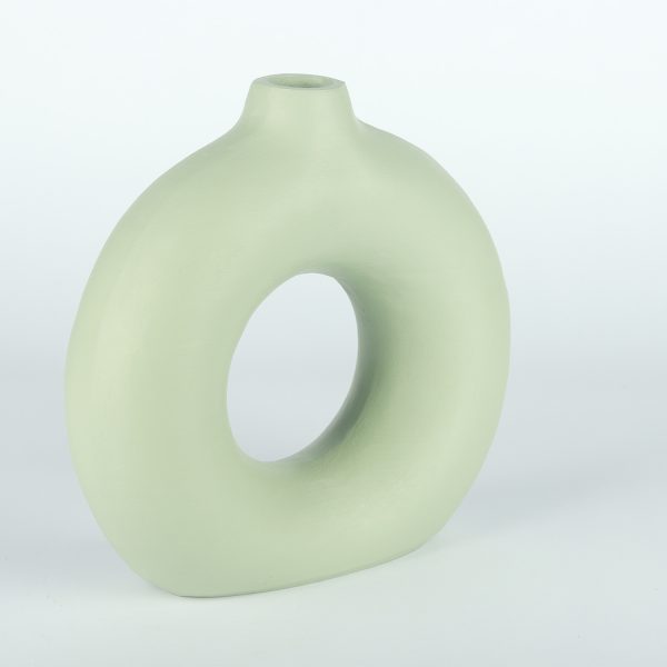 گلدان پلی استر دکوری مینیمال دونات سبز