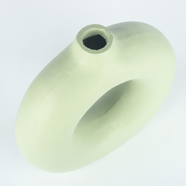 گلدان پلی استر دکوری مینیمال دونات سبز