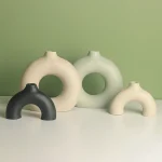 گلدان پلی استر دکوری مینیمال دونات سبز