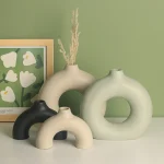 گلدان پلی استر دکوری مینیمال دونات سبز