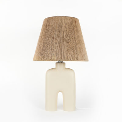 آباژور دو پایه کرم با شید کنفی