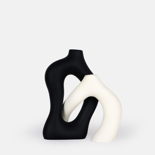 گلدان دوقلو عشق سفید مشکی